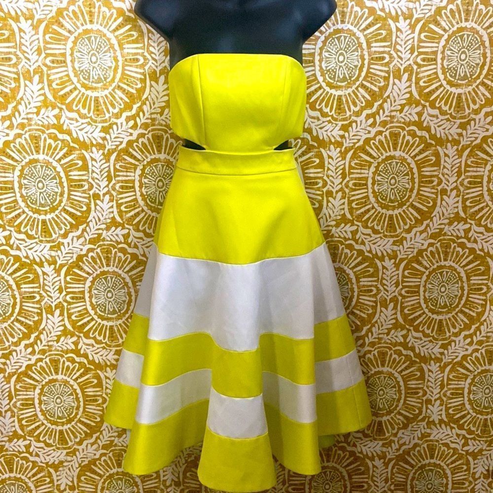 Alexis Simona Green White Strapless Satin Cutout Dress size XS - Picture 5 of 11